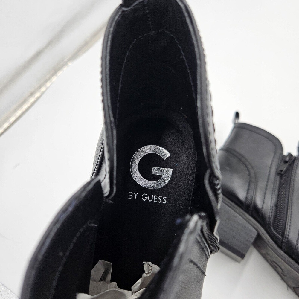 G By Guess Goth Peasant Vegan Black Tammie Ankle Boots Side Zipper Size 8 - Picture 10 of 10